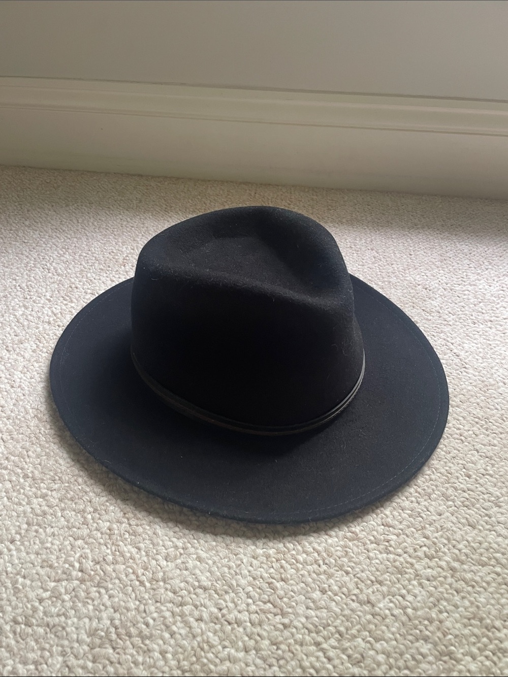 Country Gentleman Black Wool Felt Rancher Hat with Leather Trim Like New - Picture 3 of 6